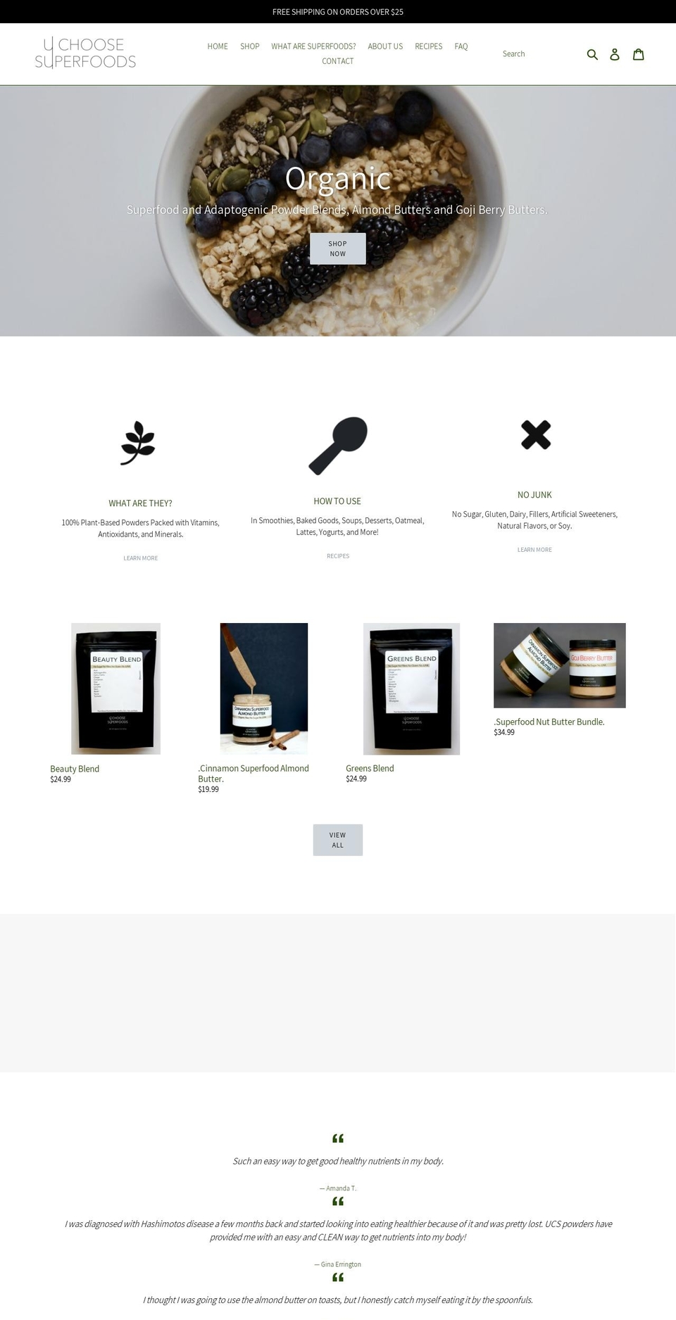 uchoosesuperfoods.com — Shopify storefront screenshot