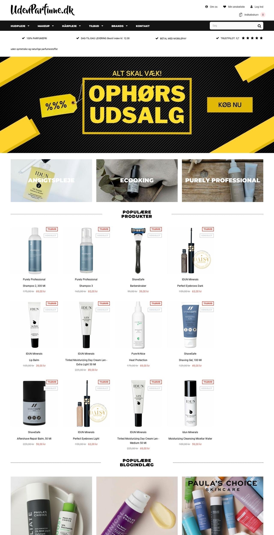 udenparfume.dk shopify website screenshot