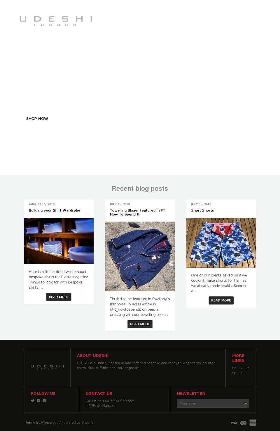 udeshi.co.uk shopify website screenshot