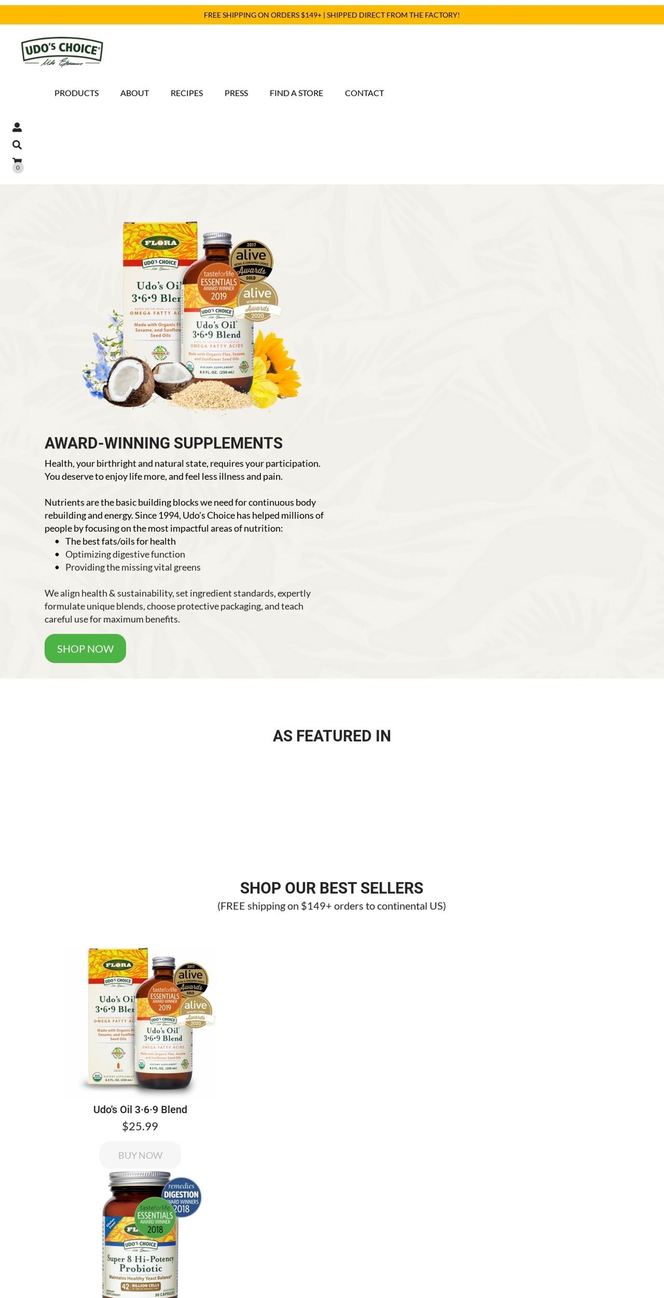 udoschoice.com shopify website screenshot