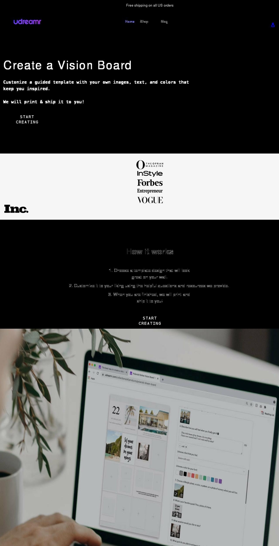 udreamr.com shopify website screenshot