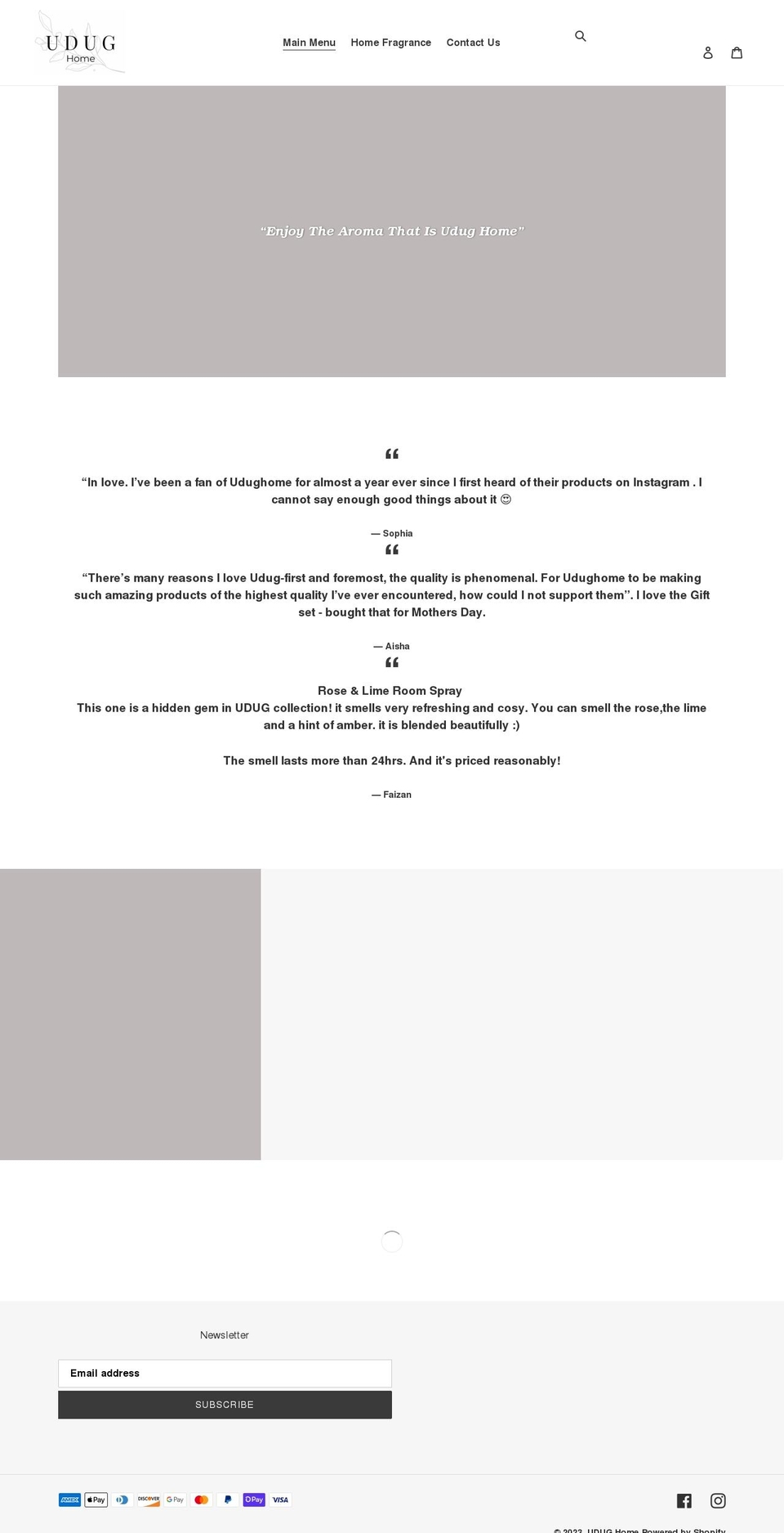 udughome.com shopify website screenshot