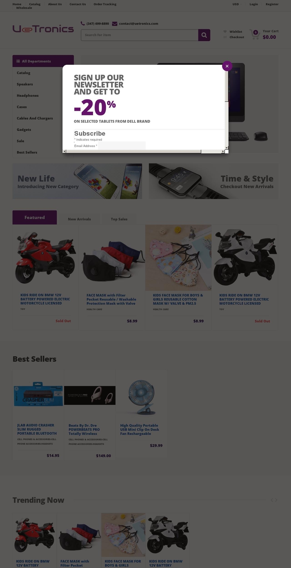 mediacenter-header-v-- Shopify theme site example uetronics.com