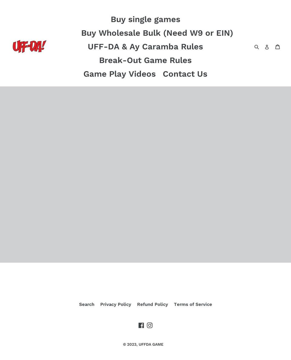 uffdagame.com shopify website screenshot