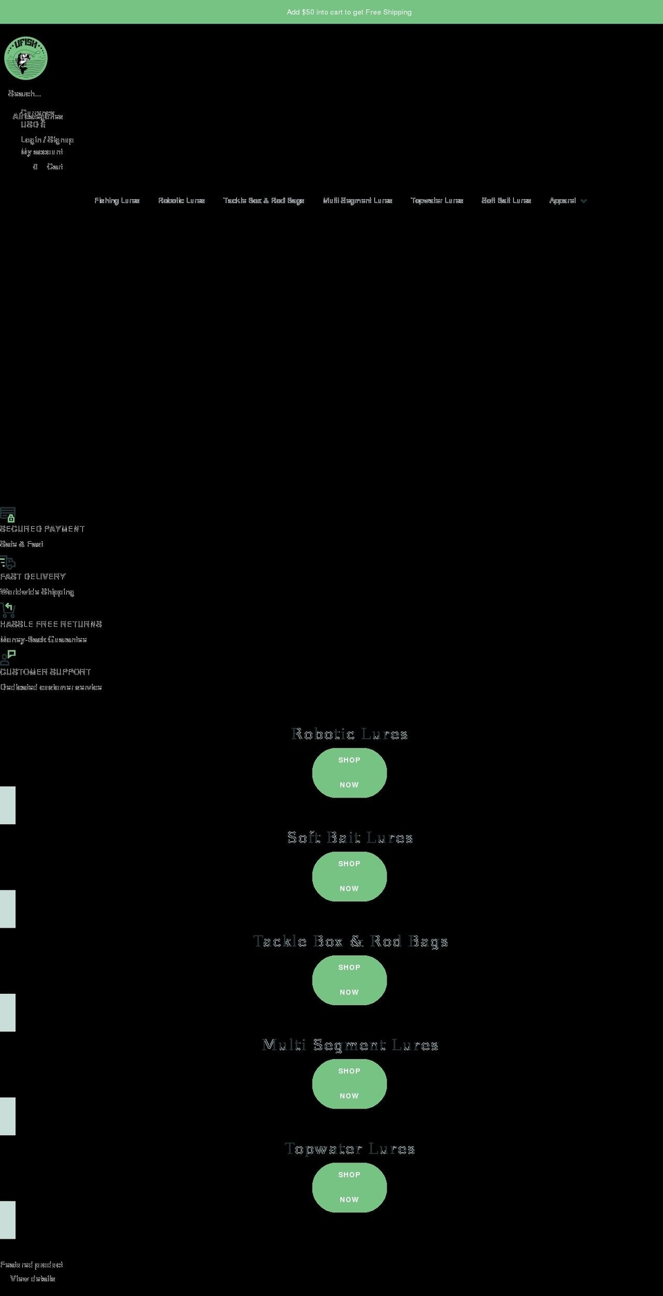 ufishusa.com shopify website screenshot