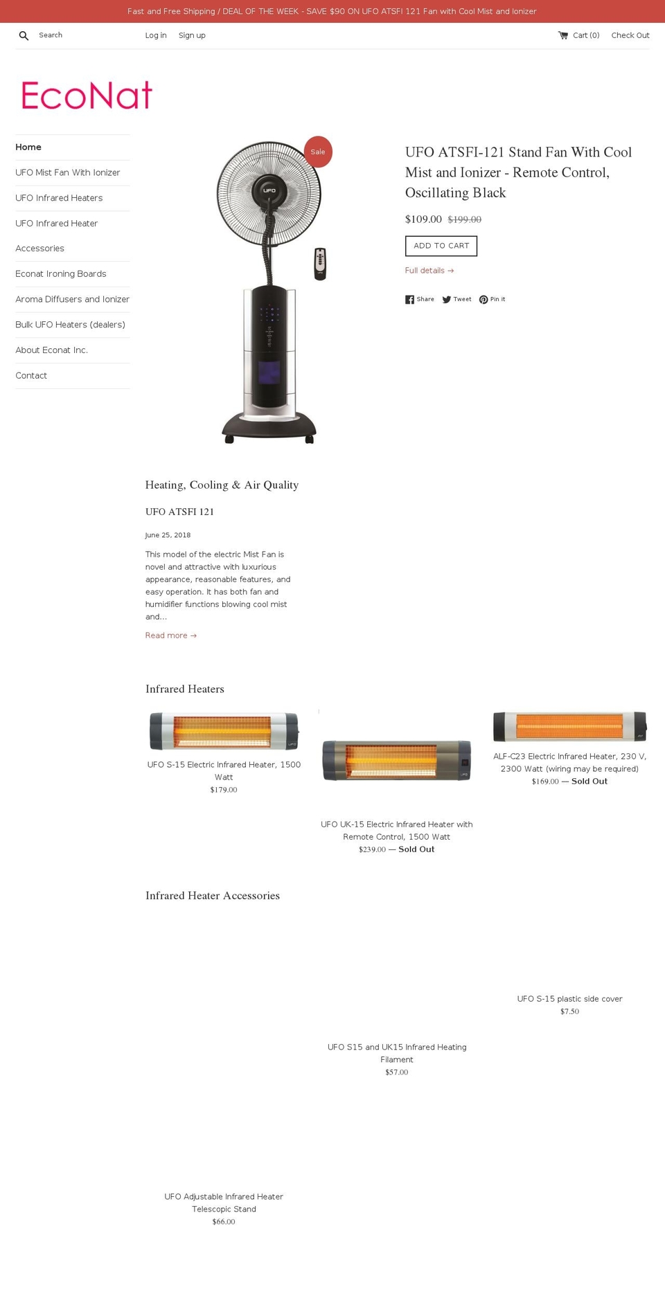 ufoheaters.com shopify website screenshot