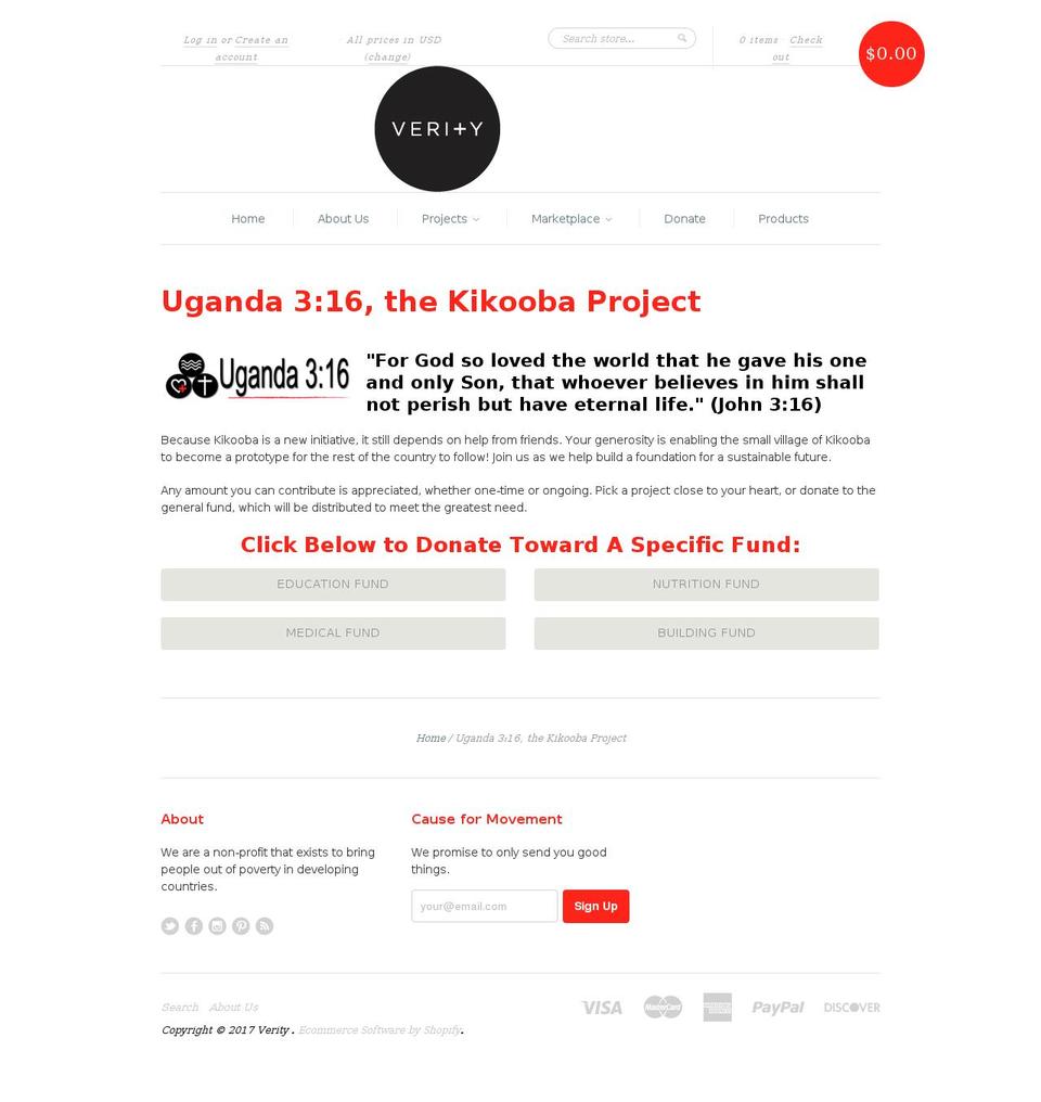 uganda316.org shopify website screenshot