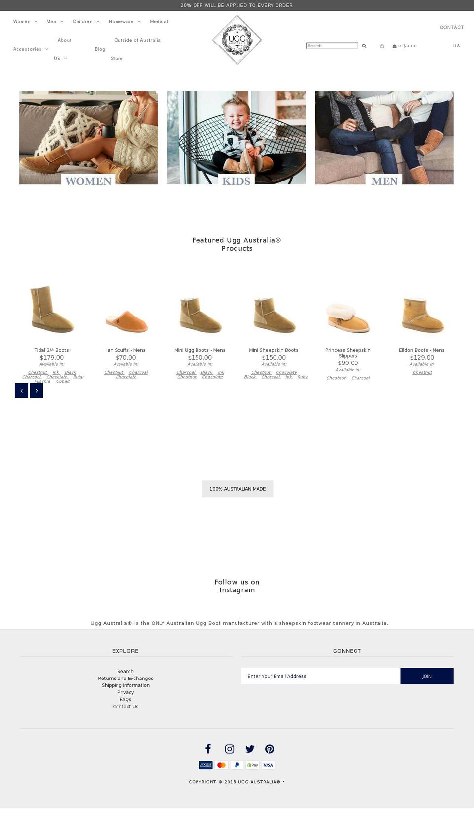 uggaustralia.com.au shopify website screenshot