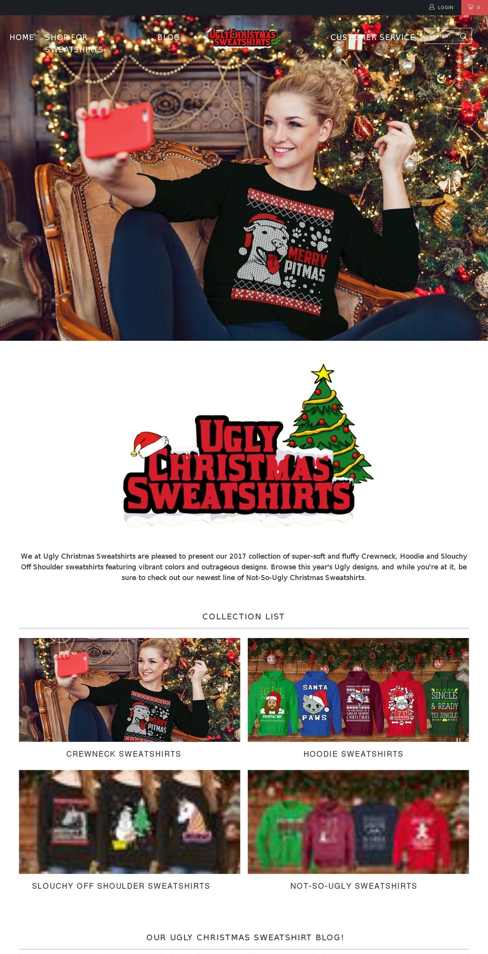 ugly-christmas-sweatshirts.com — Shopify storefront screenshot