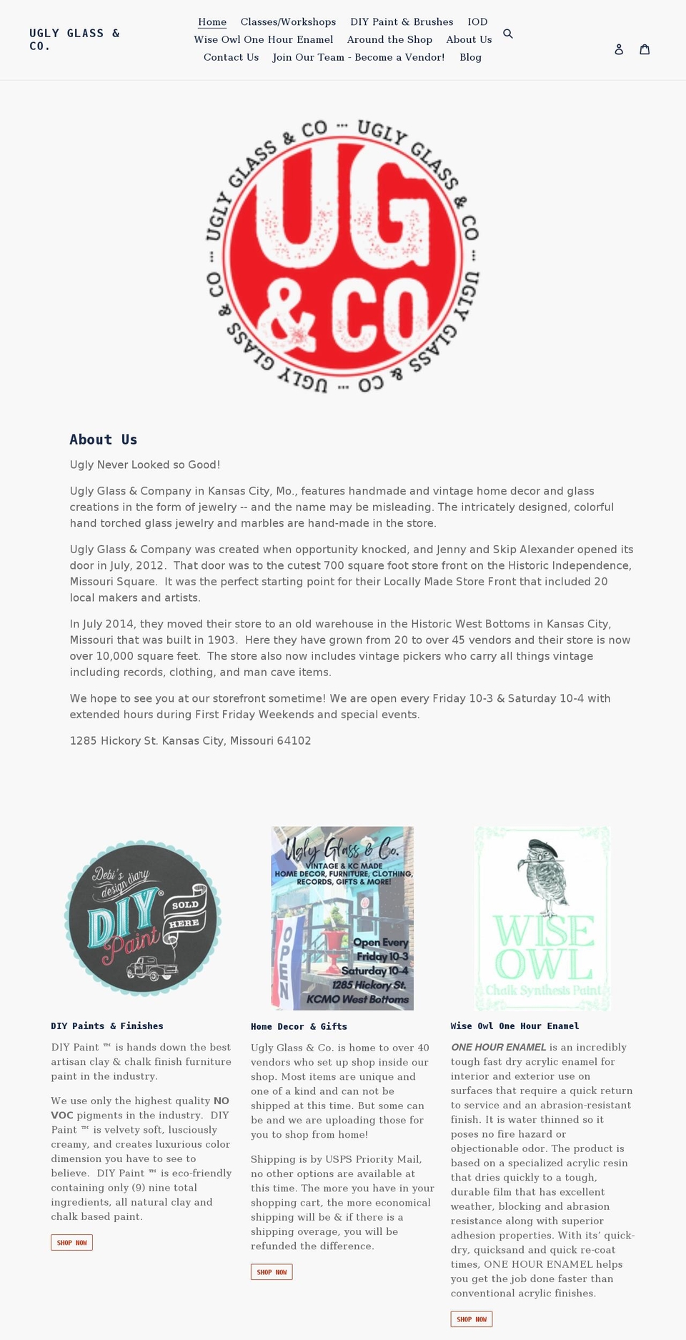ugly-glass-co.myshopify.com shopify website screenshot