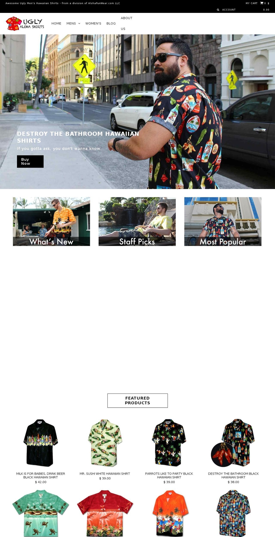 uglyalohashirts.com shopify website screenshot