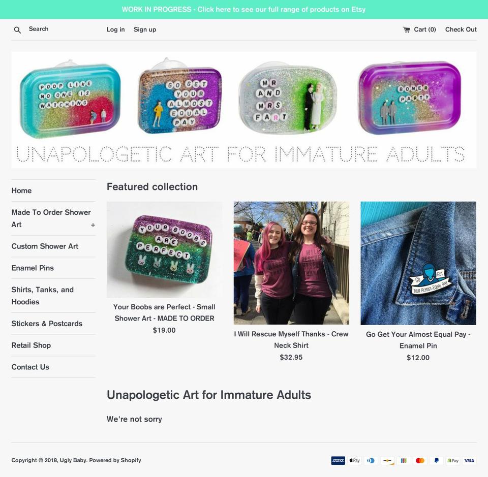 uglybabyshop.com — Shopify storefront screenshot