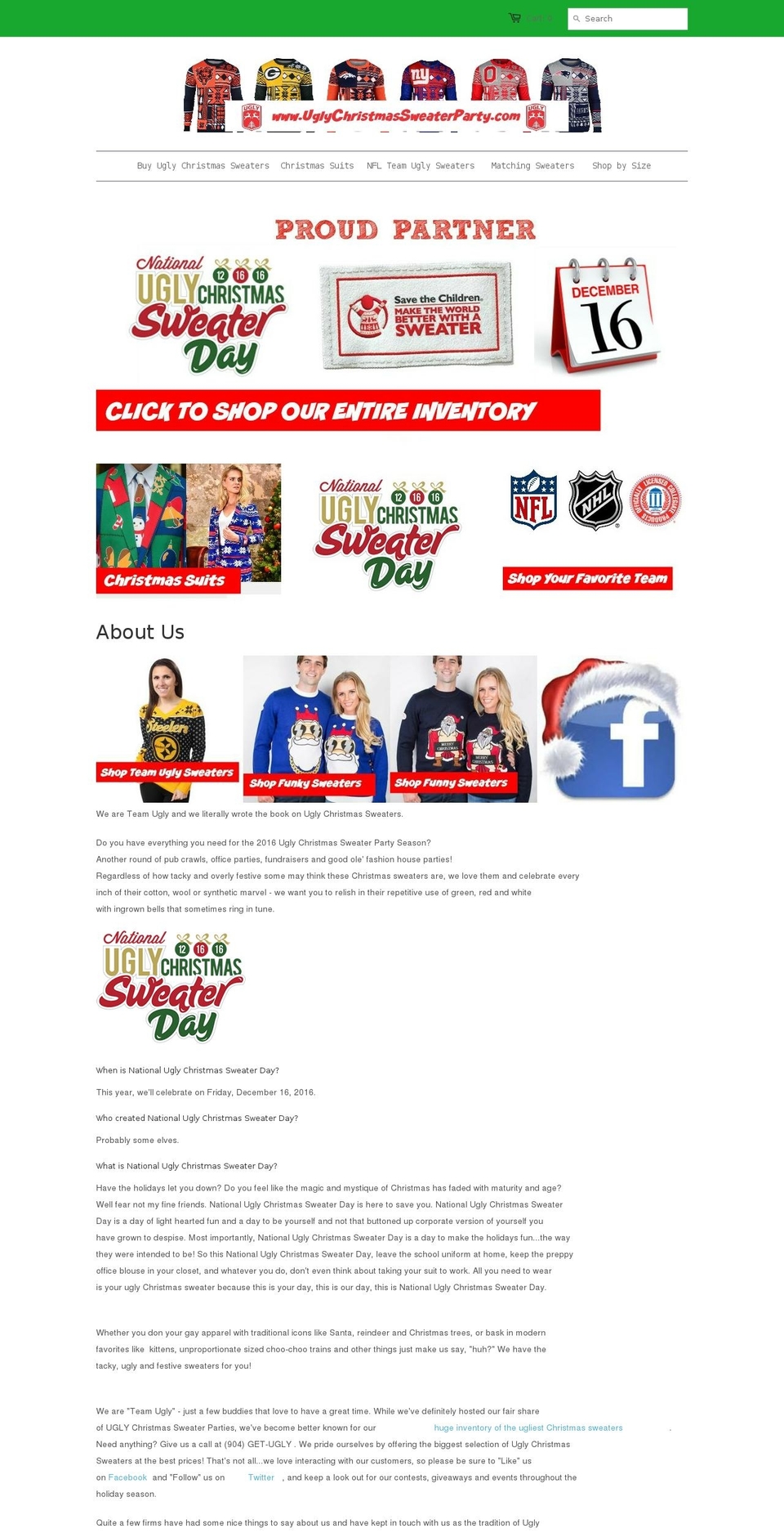 uglychristmasjumpers.com shopify website screenshot