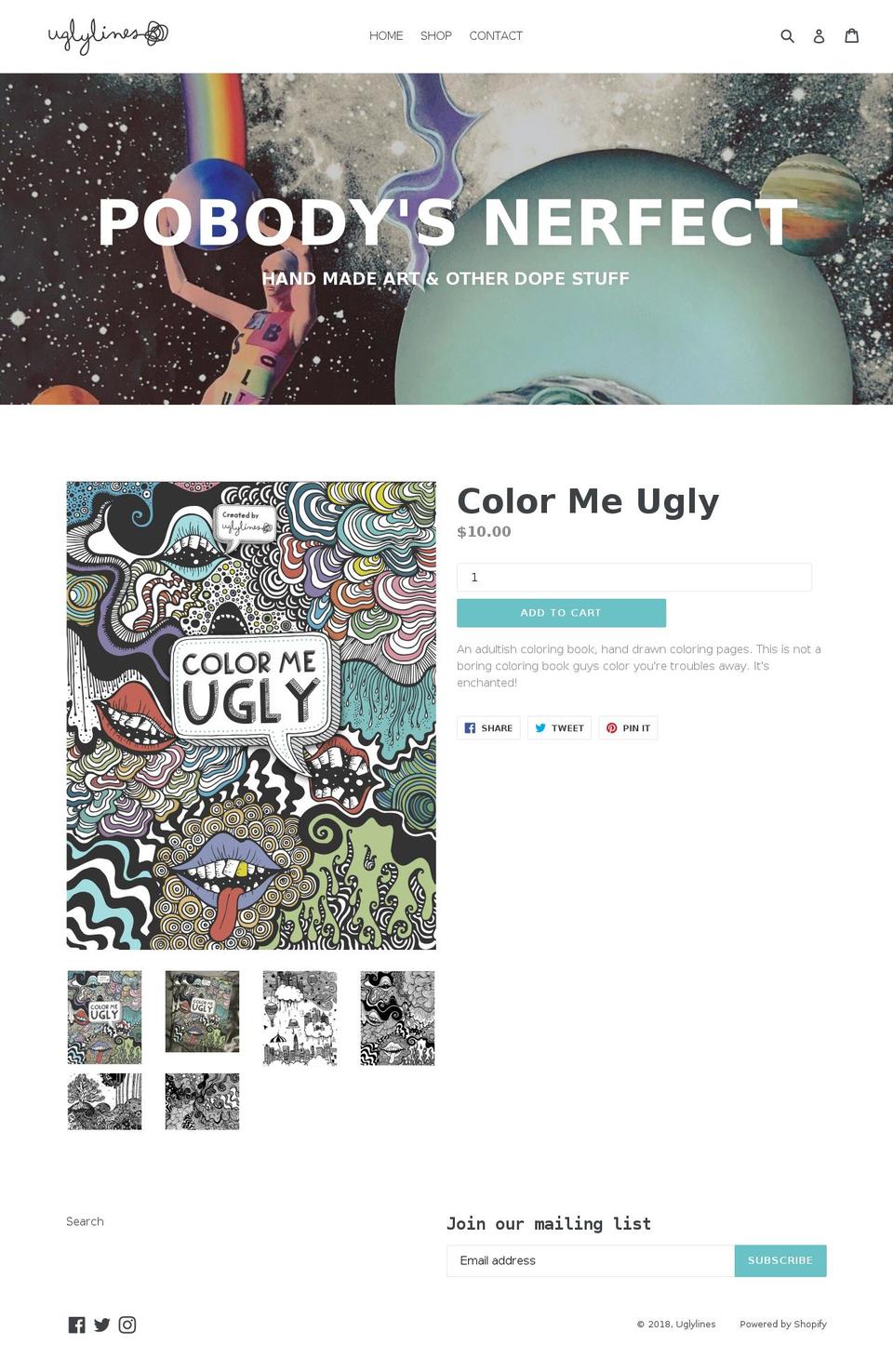 uglylines.com shopify website screenshot