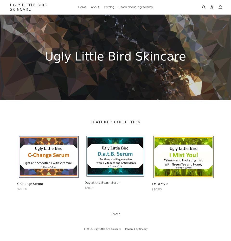 uglylittlebird.com — Shopify storefront screenshot