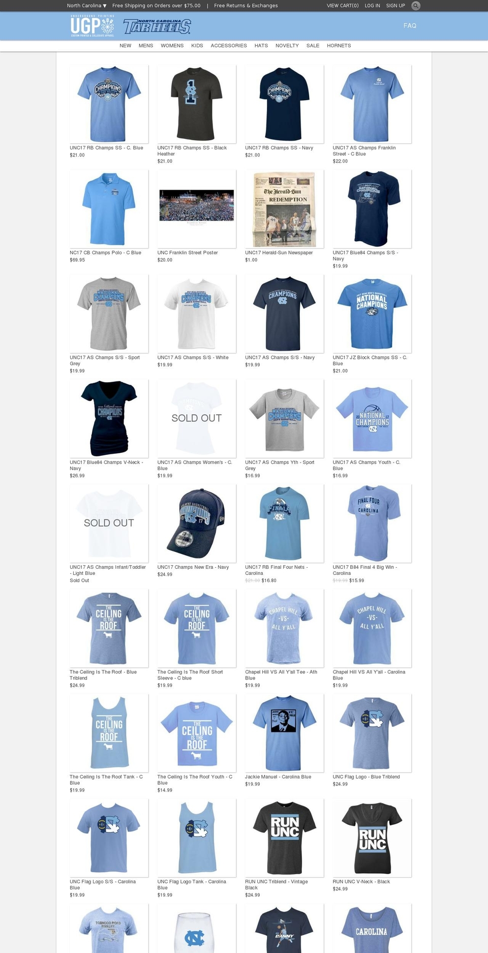 ugpcarolinaapparel.com shopify website screenshot