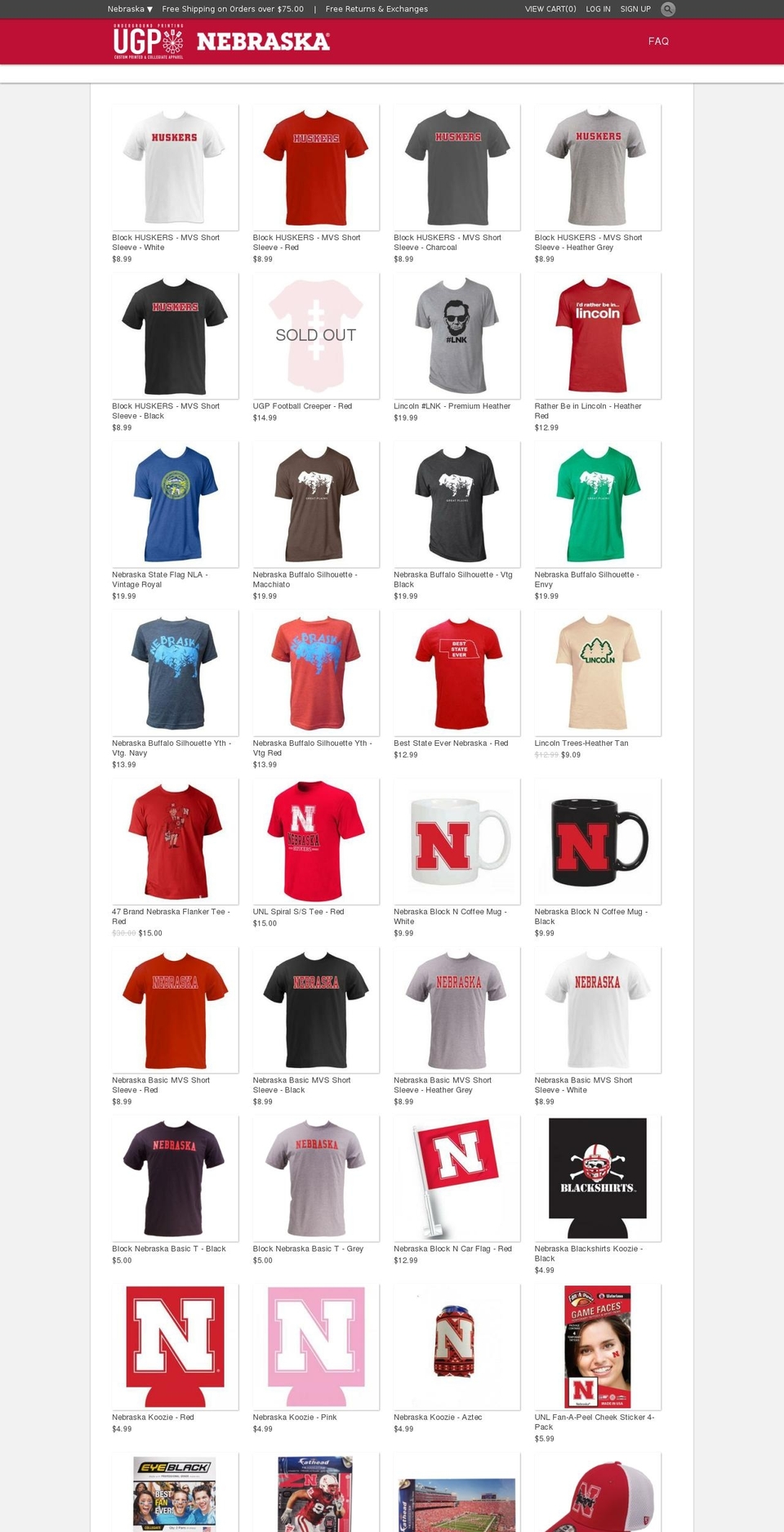 ugpnebraskaapparel.com shopify website screenshot