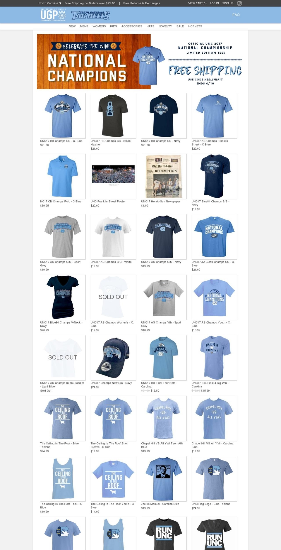 ugptarheelapparel.com shopify website screenshot