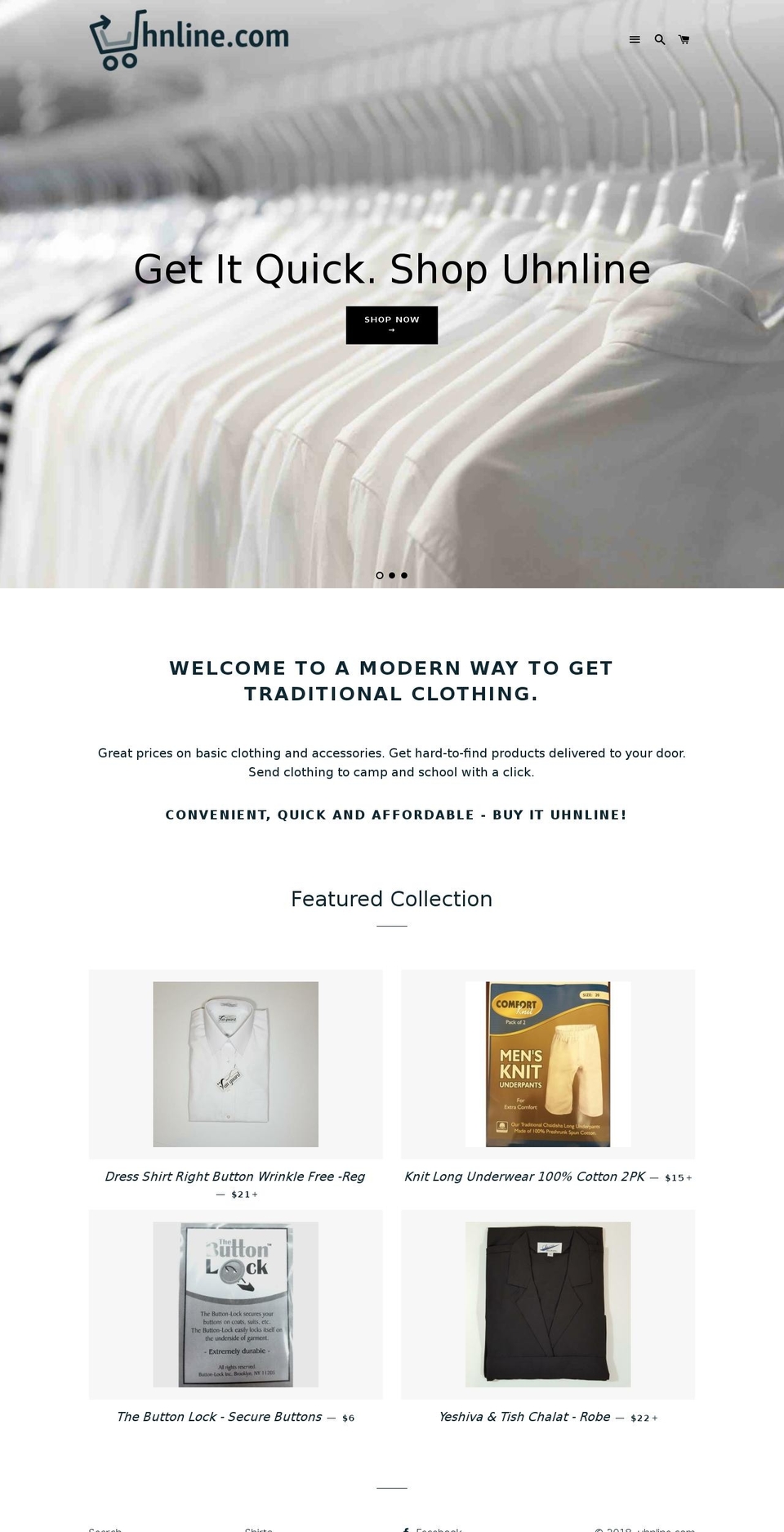 uhnline.com — Shopify storefront screenshot