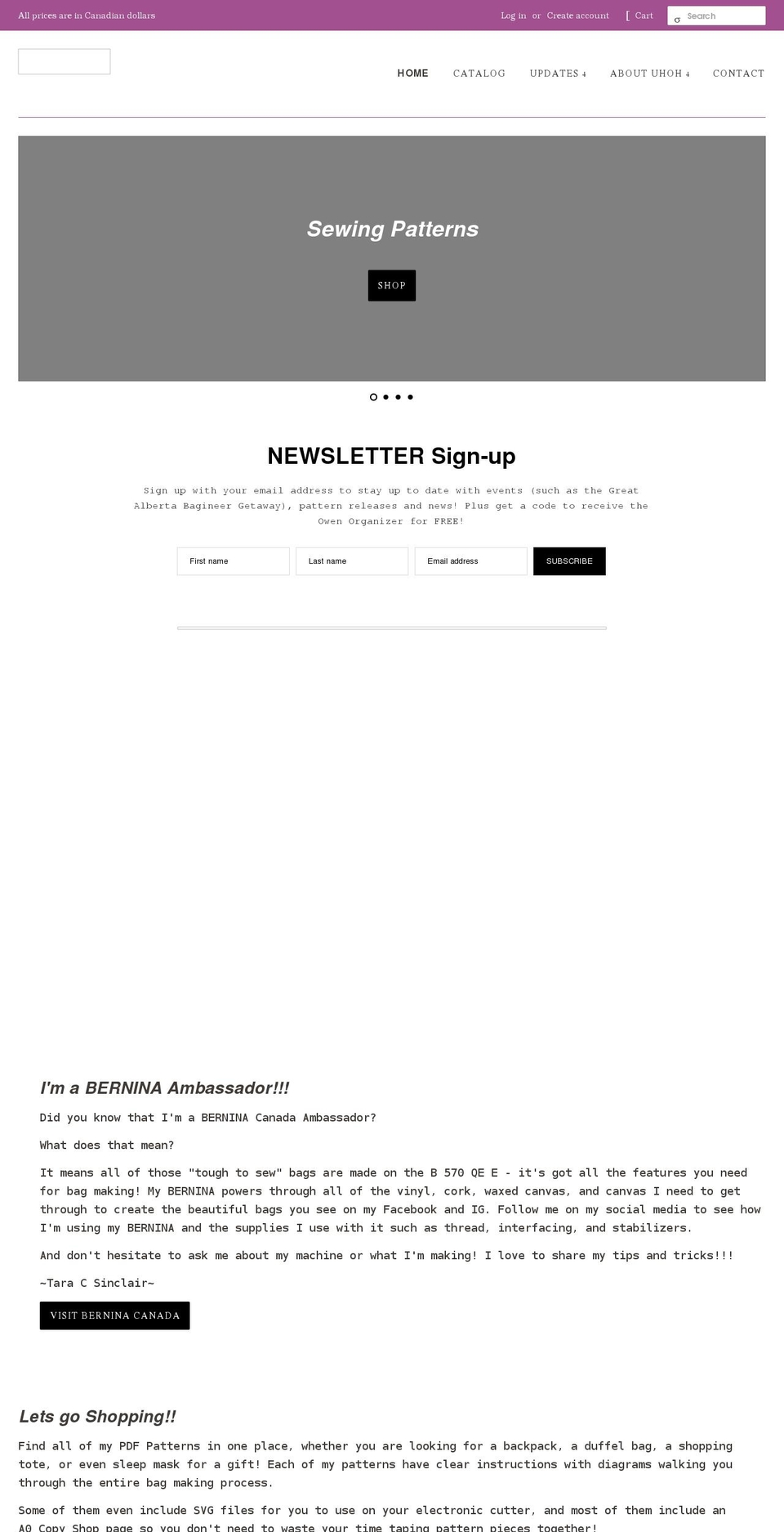 uhohcreations.com shopify website screenshot