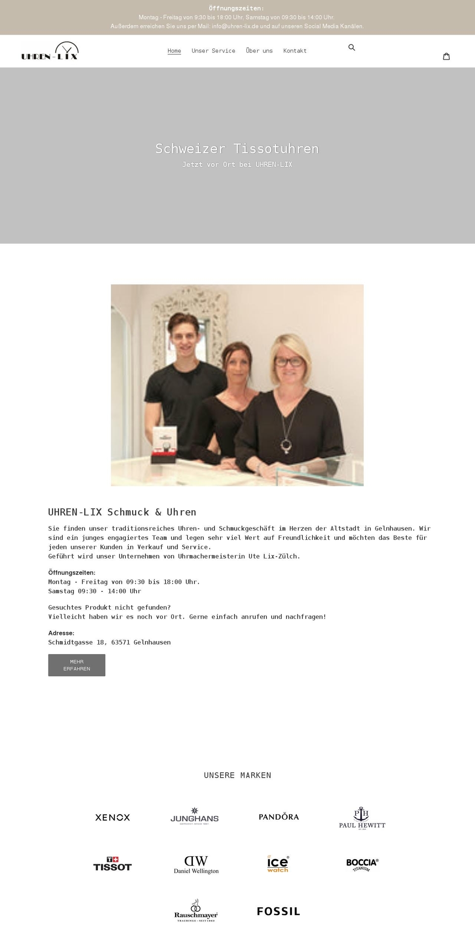 Webshop Lix-Uhren Shopify theme site example uhren-lix.de