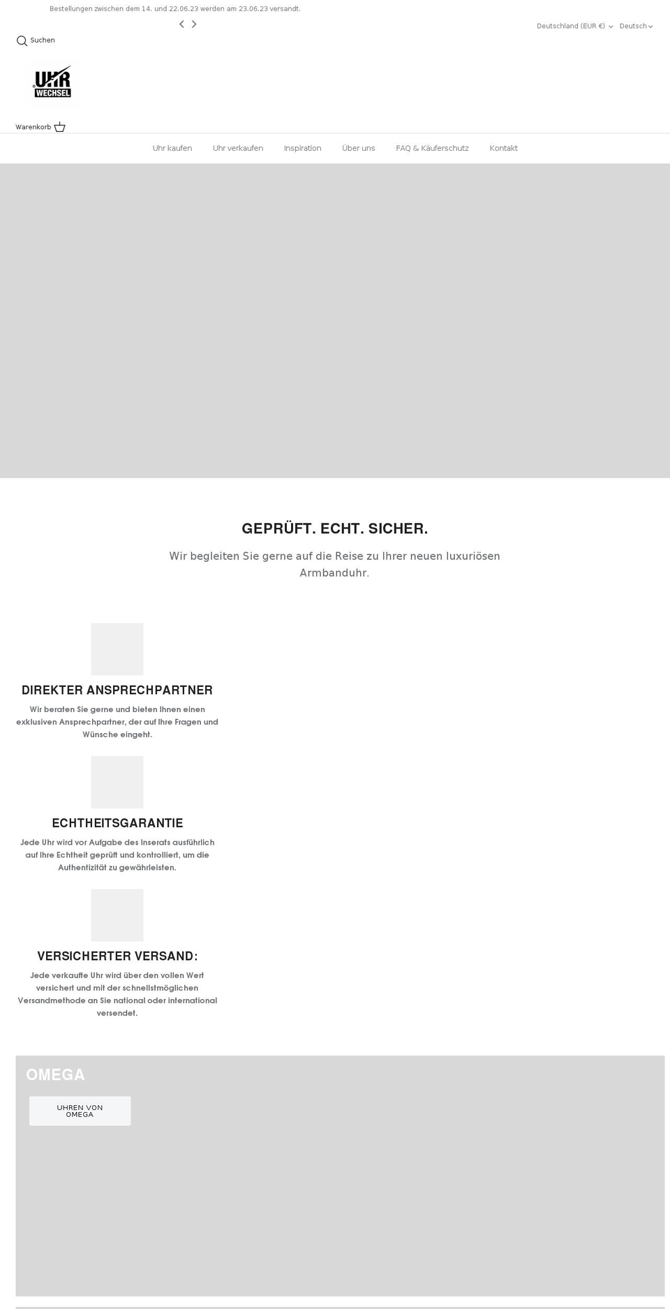 uhrwechsel.com shopify website screenshot