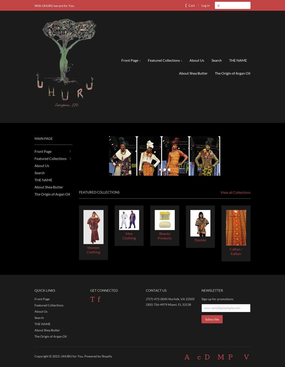 uhuru-for-you.com — Shopify storefront screenshot