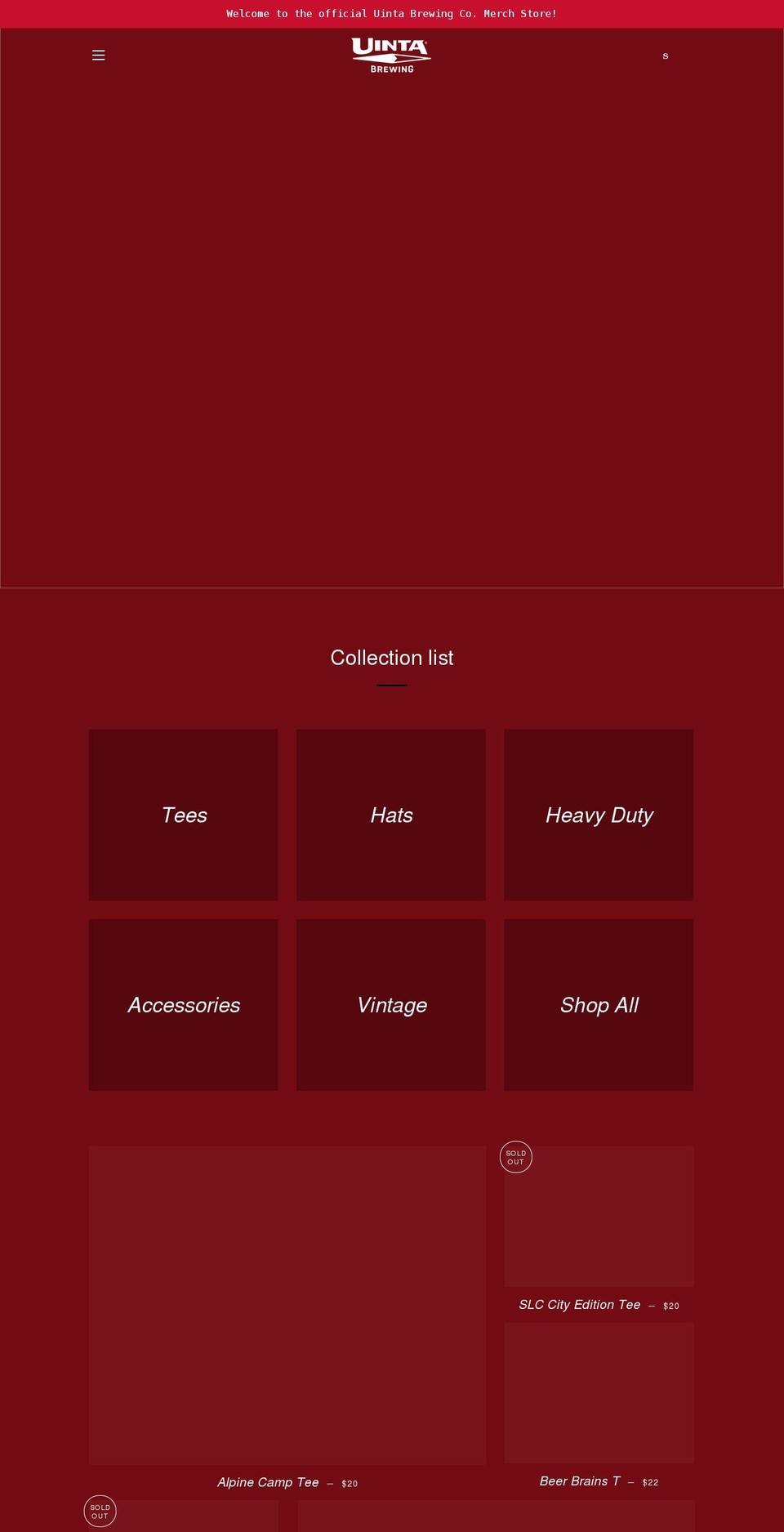 uinta-brewing.myshopify.com — Shopify storefront screenshot
