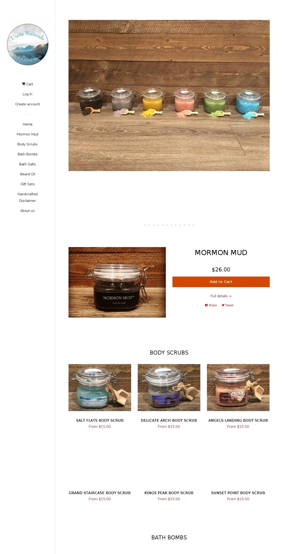 uintanaturals.com shopify website screenshot