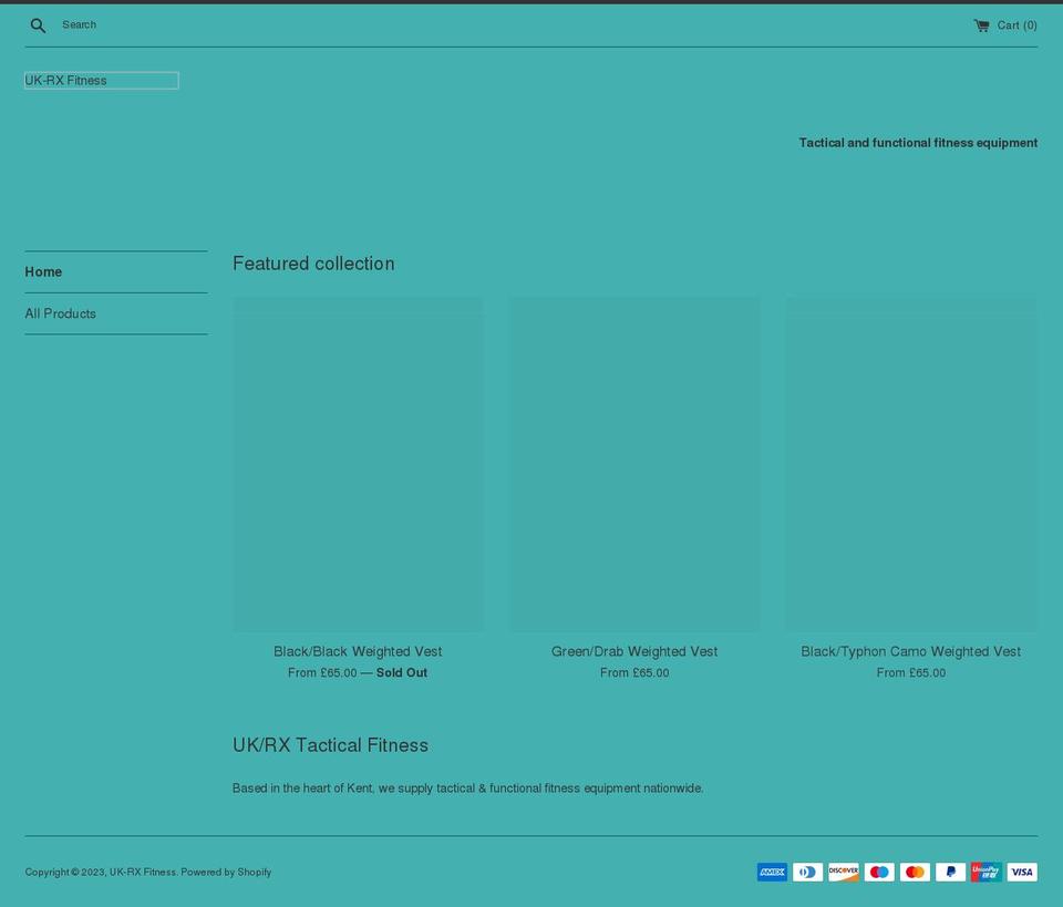 uk-rxfitness.co.uk shopify website screenshot