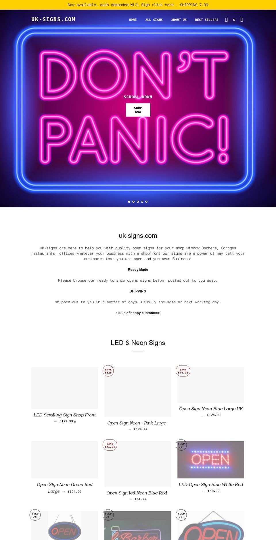 uk-signs.com shopify website screenshot