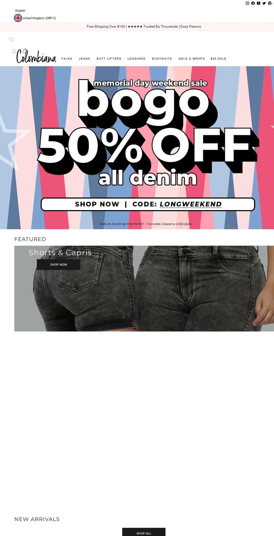 uk.colombianaboutique.com shopify website screenshot