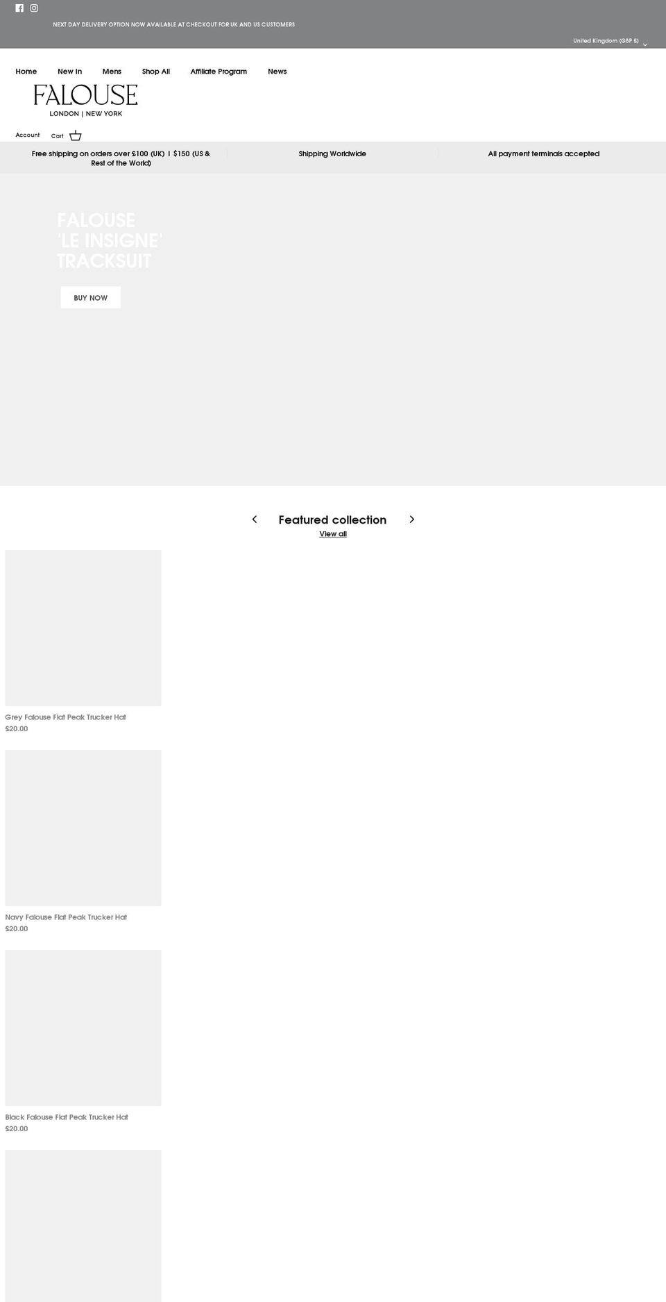 uk.falouse.com shopify website screenshot