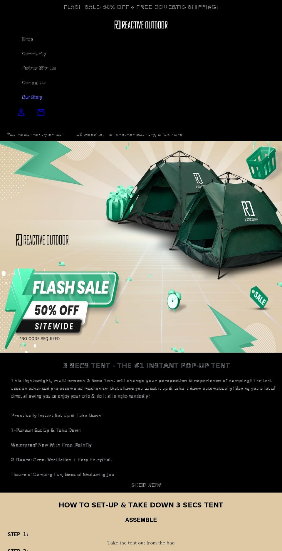 uk.reactiveoutdoor.com shopify website screenshot