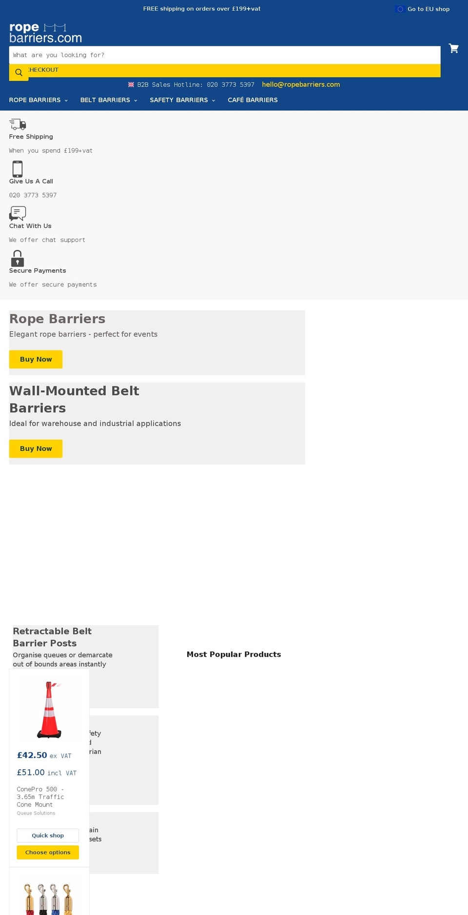 uk.ropebarriers.com shopify website screenshot