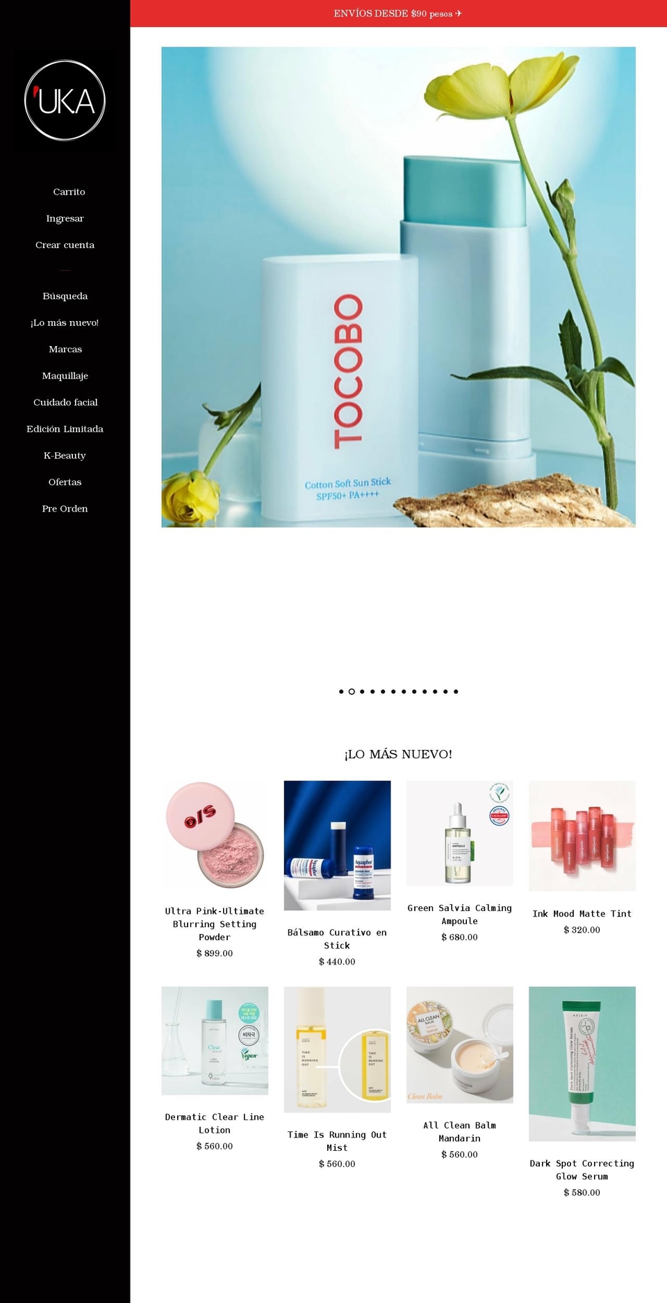 ukacosmetics.com shopify website screenshot