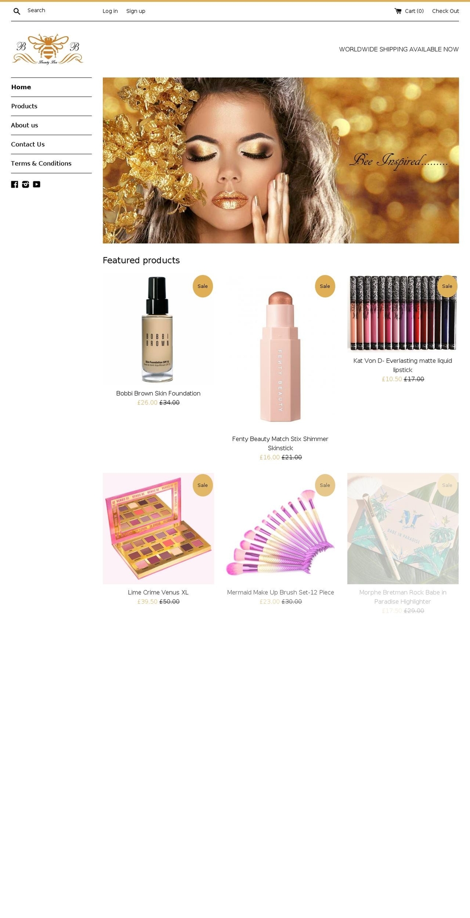 ukbeautycosmetics.com shopify website screenshot