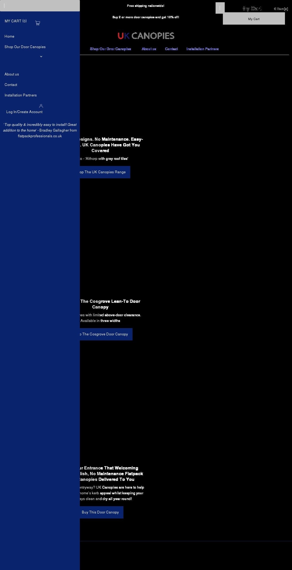 ukcanopies.com shopify website screenshot