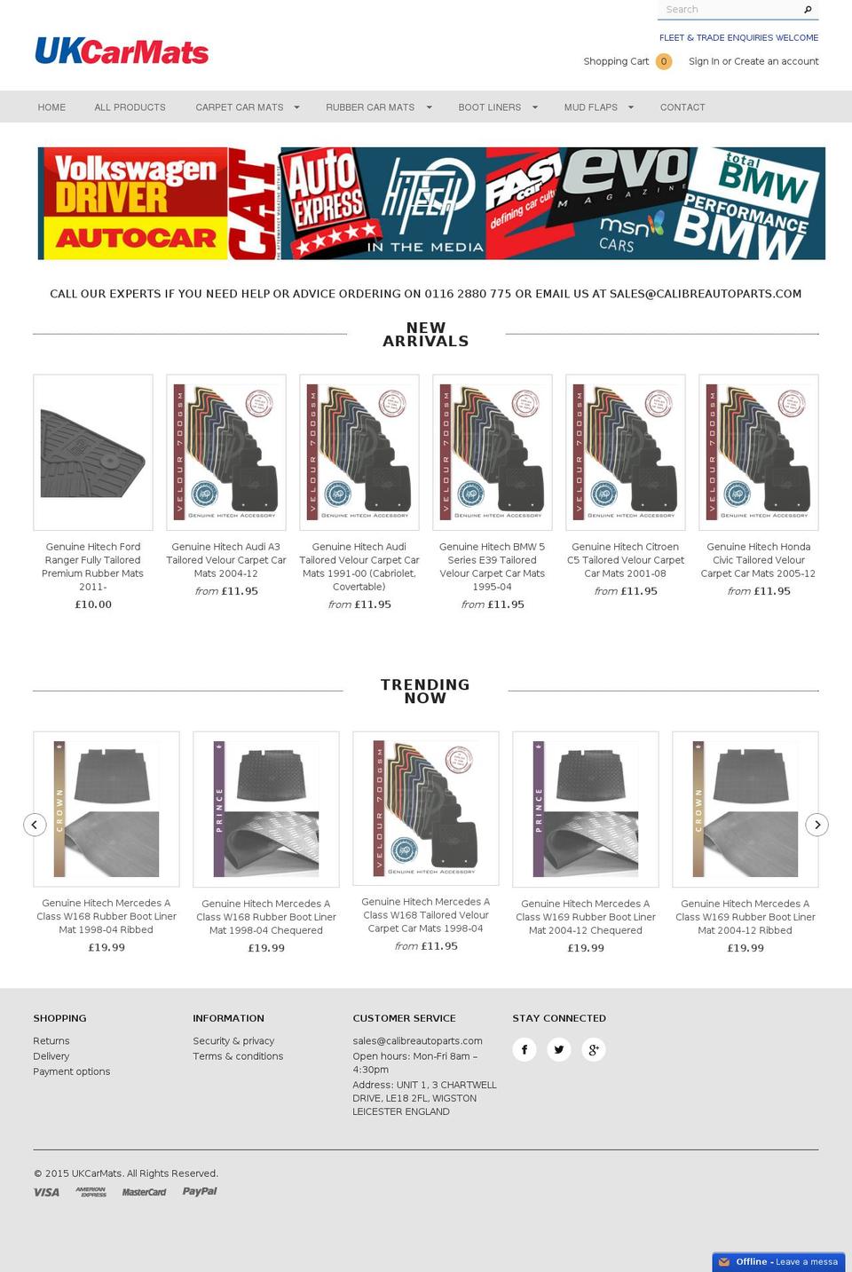 ukcarmats.co.uk shopify website screenshot