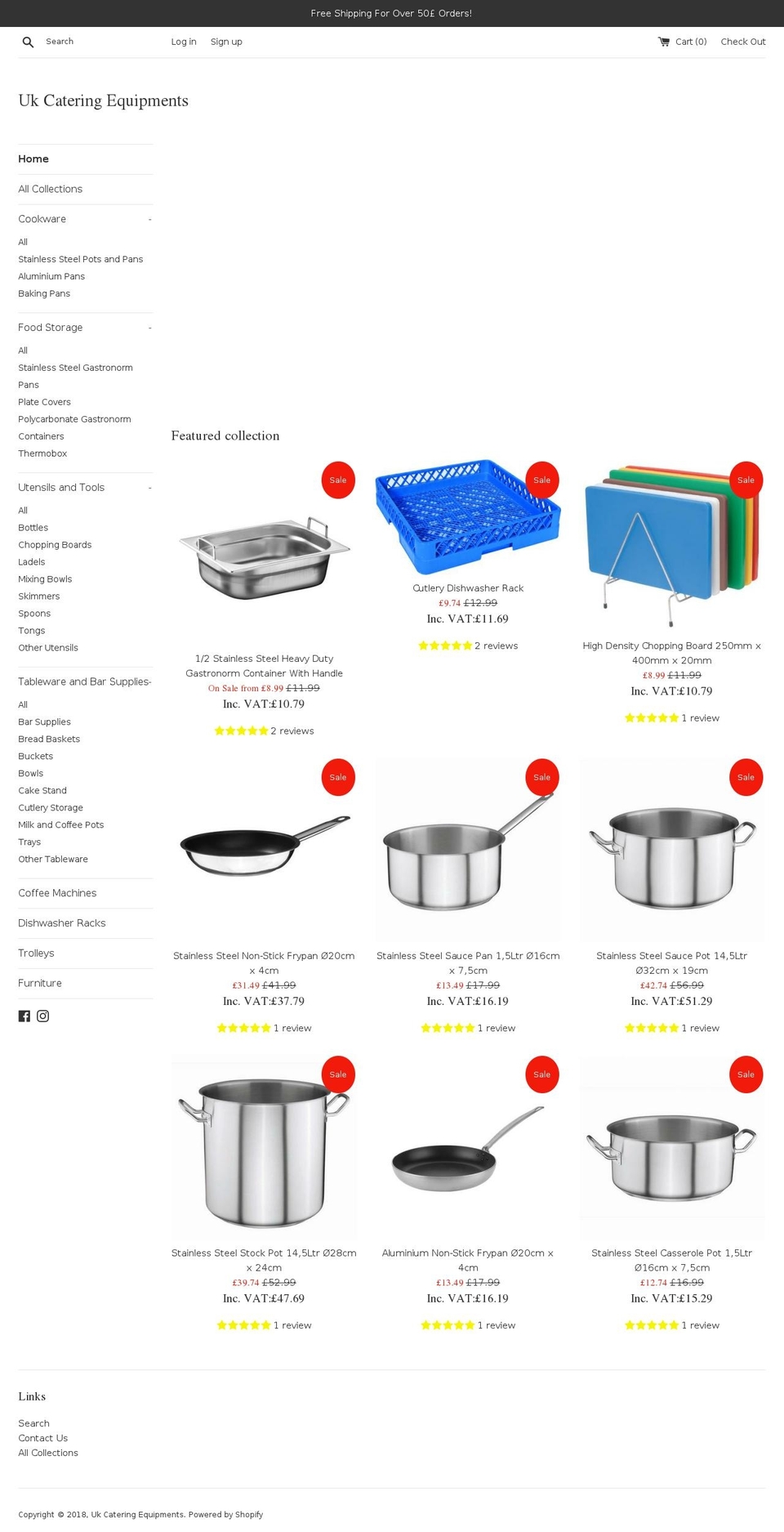 ukcateringequipments.co.uk shopify website screenshot