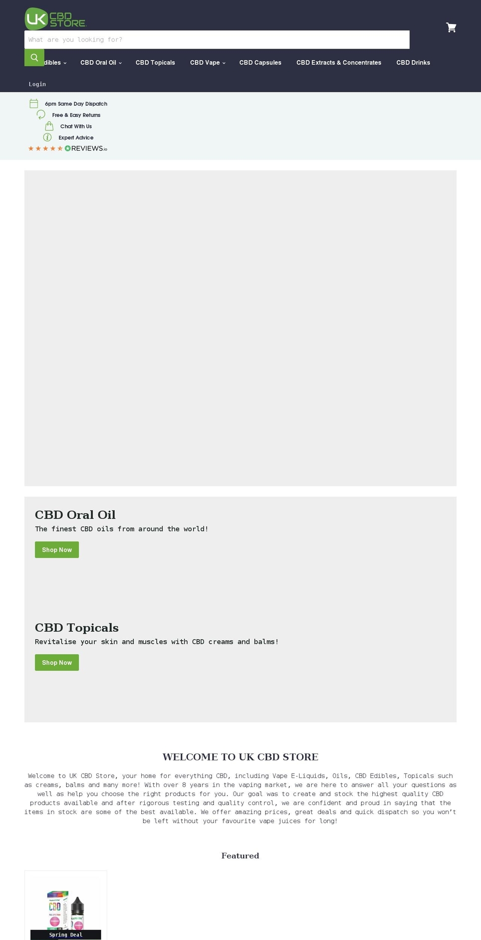 ukcbdstore.com shopify website screenshot