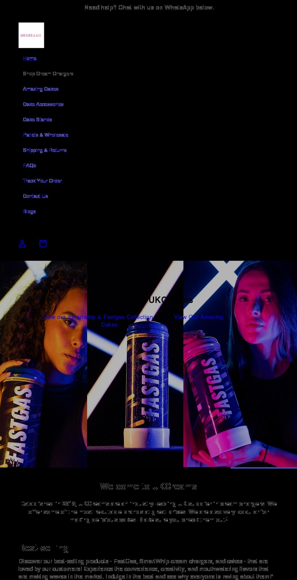 ukcreams.co.uk shopify website screenshot