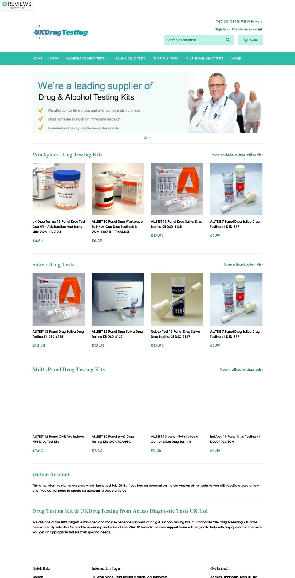 ukdrugtesting.co.uk shopify website screenshot