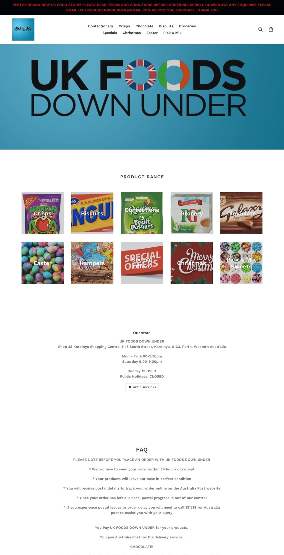 ukfoodsdownunder.com.au shopify website screenshot