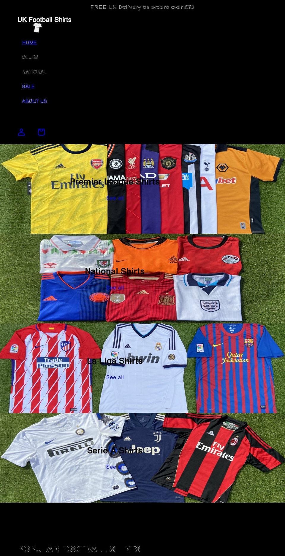 ukfootballshirts.com shopify website screenshot