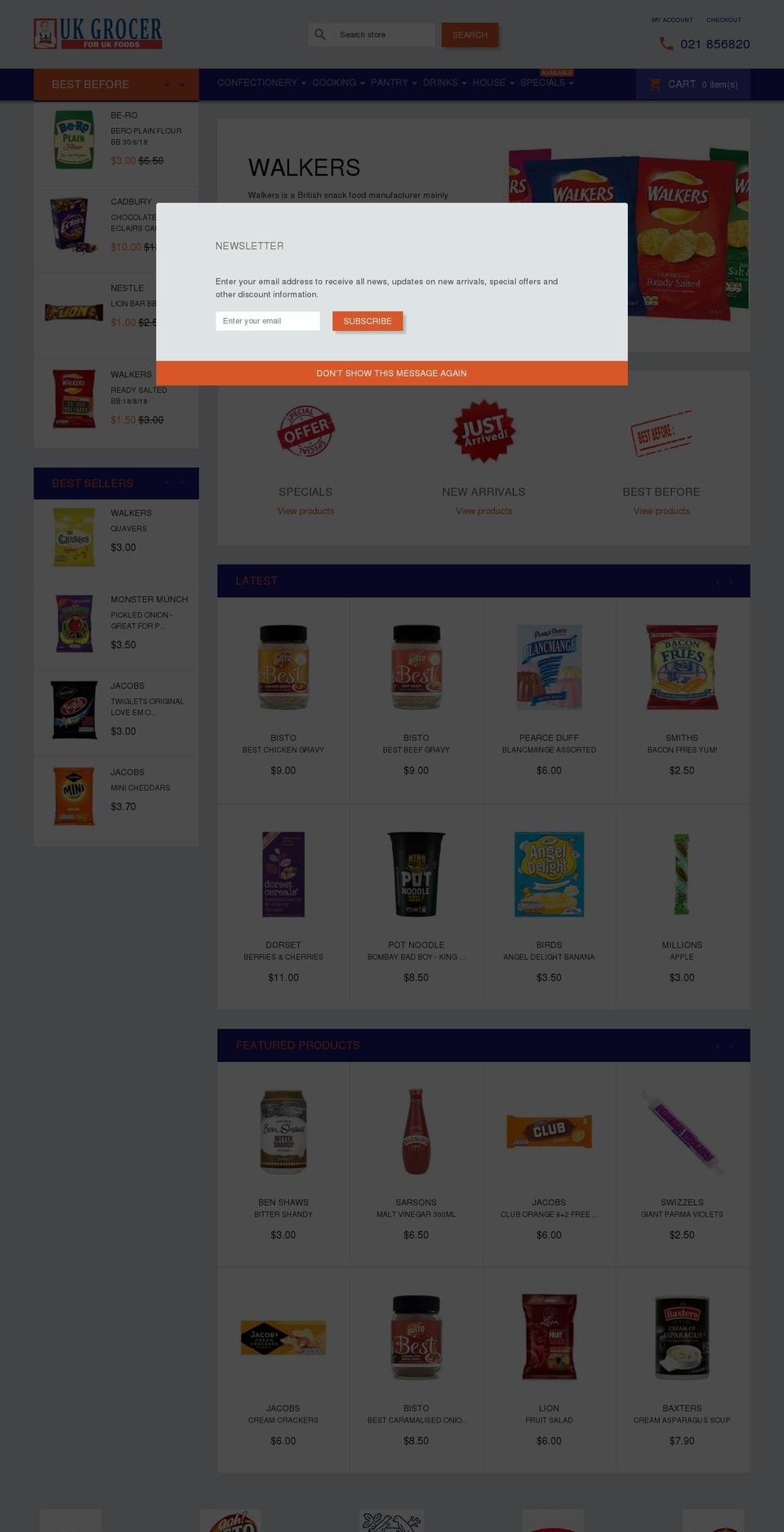 ukgrocer.co.nz shopify website screenshot