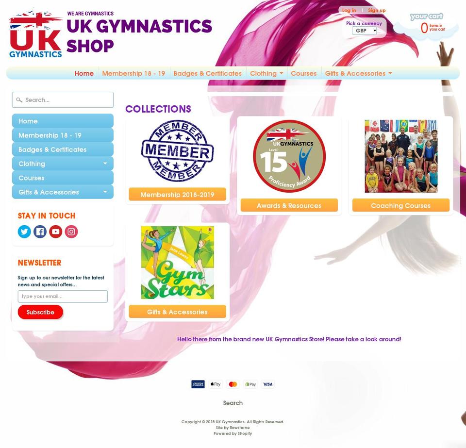 ukgymnastics.store shopify website screenshot