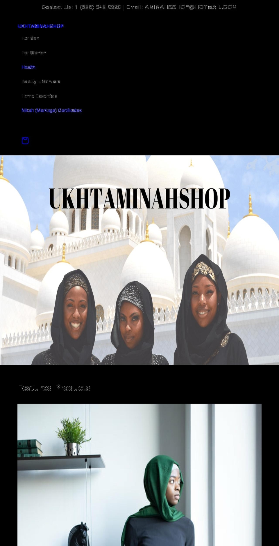 ukhtaminahshop.com shopify website screenshot
