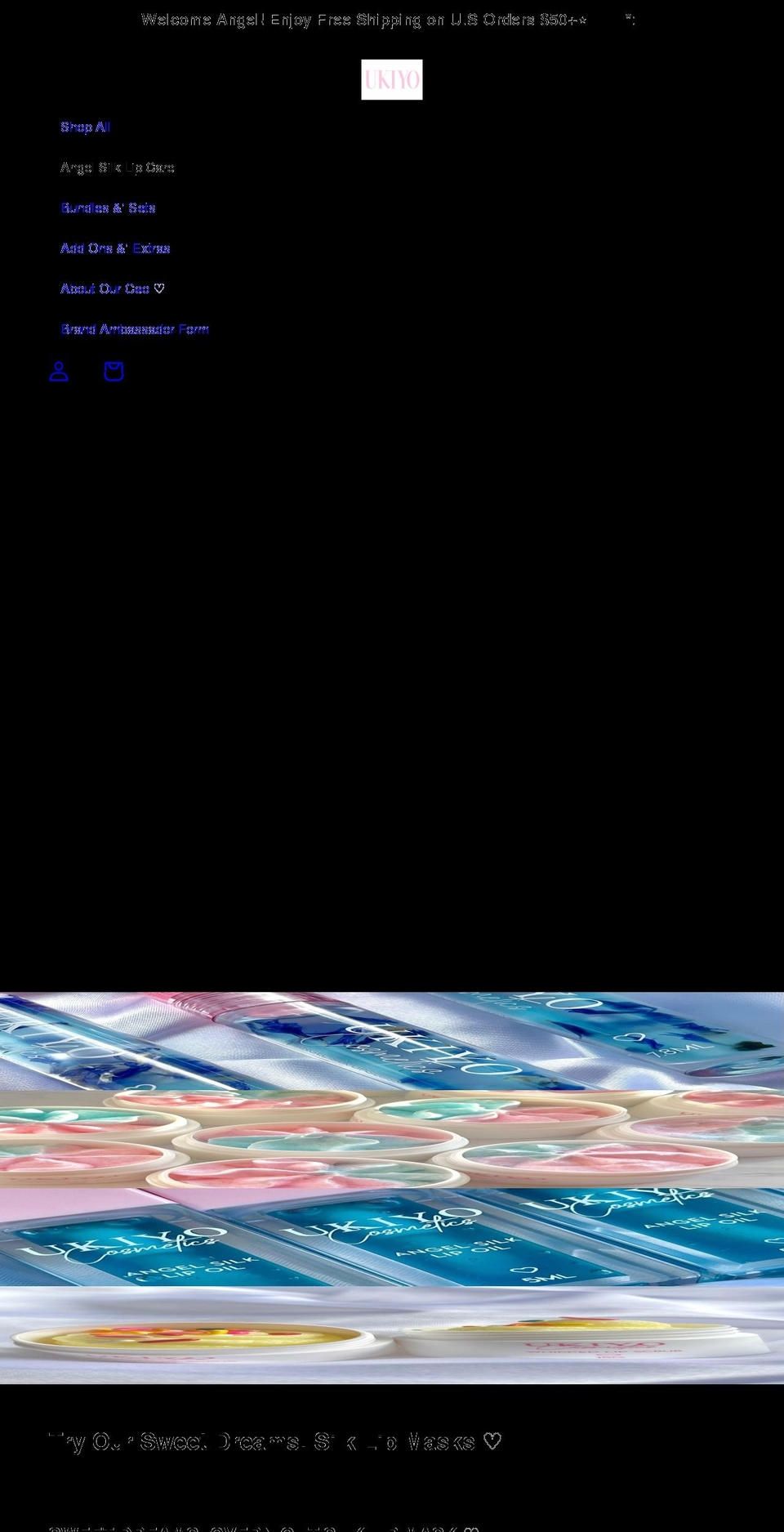 ukiyocosmetics.com shopify website screenshot