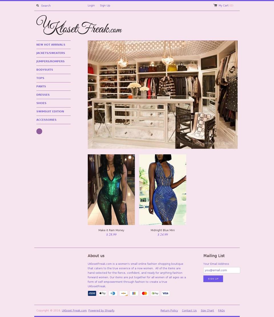 uklosetfreak.com — Shopify storefront screenshot